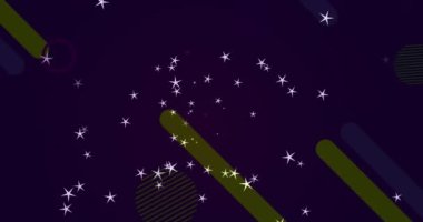 Soyut renkli şekiller üzerine çoklu yıldız simgeleri kopyalama alanı olan mor arkaplanlara karşı. Soyut teknoloji arka plan kavramı