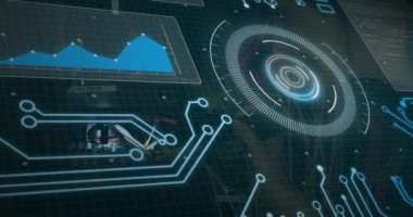 Animation of data processing on digital screen. data processing, network, technology and digital interface concept digitally generated video.