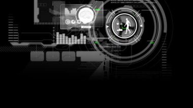 Kapsam taraması ve insan vücudunda veri işleme animasyonu. Küresel bilim, araştırma, dijital arayüz ve dijital olarak oluşturulmuş veri işleme kavramı.