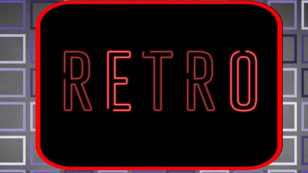 Animation Neon Retro Text Black Background Summer Holidays Entertainment Concept — Vídeos de Stock