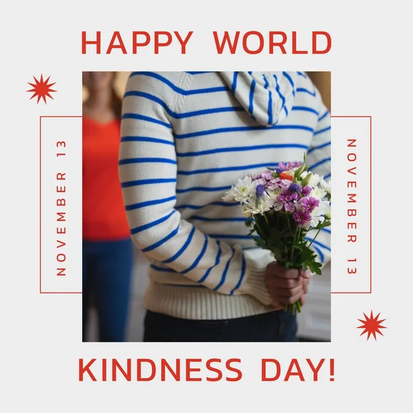Image World Kindness Day Midsection Man Flowers Kindness Day Emotions — 스톡 사진