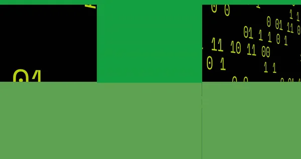 Afbeelding Van Groene Vierkanten Gegevensverwerking Zwarte Achtergrond Global Technology Computing — Stockfoto