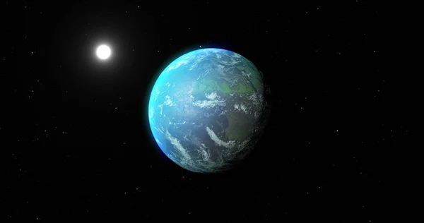 Image Blue Planet Sun Black Space Astronomy Cosmos Universe Space — ストック写真