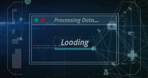 Image Data Processing Dark Background Global Connections Data Processing Digital — Foto Stock