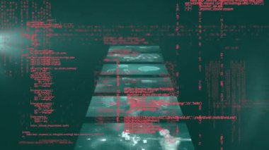 DNA ipliği üzerinde veri işleme animasyonu. küresel bilim, araştırma, dijital arayüz ve dijital olarak oluşturulmuş veri işleme kavramı.