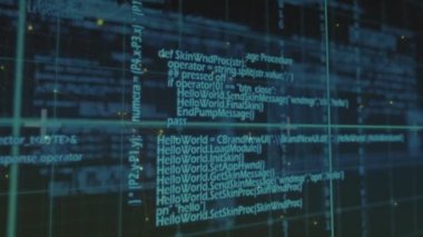 Karanlık arka planda veri işleme ve bağlantı ağının animasyonu. Dijital olarak oluşturulmuş küresel bağlantılar, veri işleme ve dijital arayüz kavramı.