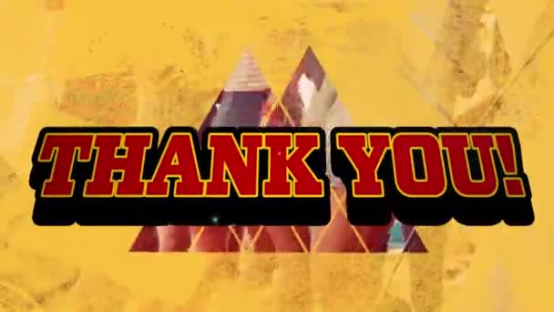 Animation Thank You Text Geometrical Shapes Yellow Background Video Game — Video Stock