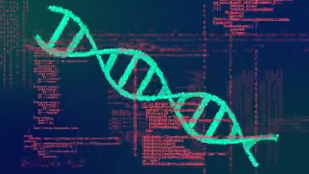 Animation Data Processing Dna Strand Spinning Global Science Research Digital — Αρχείο Βίντεο