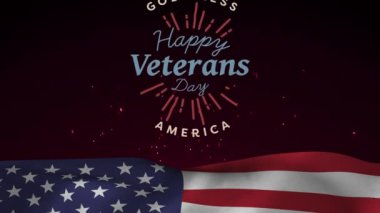 Gaziler Günü metninin animasyonu ve arka planda bayrak sallaması. Gaziler günü konsepti dijital olarak oluşturulmuş video.