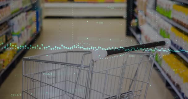 Animation Financial Data Processing Ove Shopping Cart Global Shopping Data — Vídeo de stock