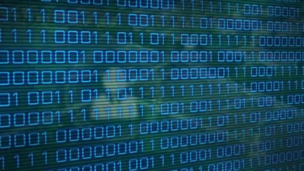 Binary coding data processing over network of profile icons against green background. Global networking and business technology concept