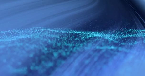 Animation Blue Light Beams Undulating Blue Particles Black Background Communication — Stock videók