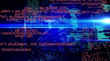 Veri işleme ve ikili kodlama animasyonu. küresel hesaplama, veri işleme ve dijital arayüz kavramı dijital olarak oluşturulmuş video.