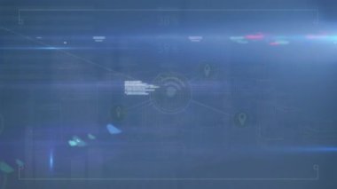Donanma uzayındaki bağlantılar, grafikler ve ışıkların animasyonu. Ağ, bağlantılar, finans ve veri işleme kavramı dijital olarak oluşturulmuş video.