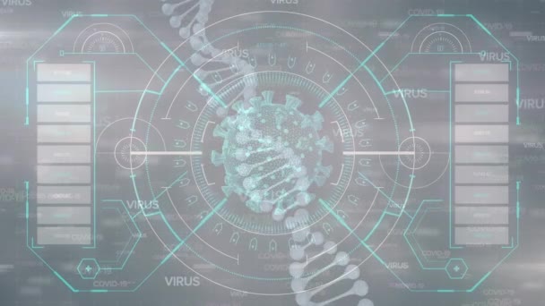 Animation Covid Cell Dna Digital Screen Global Covid Pandemic Science — Wideo stockowe