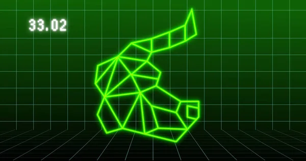 Image Bull Profile Geometrical Shape Financial Graph Dark Green Background — Photo