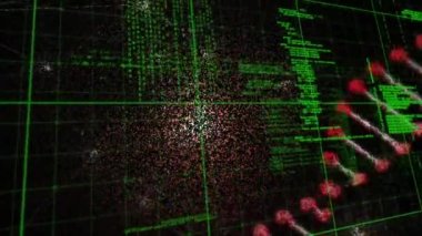 3D DNA iplikçikleri üzerinde veri işleme animasyonu dönüyor. küresel bilim, hesaplama, veri işleme ve dijital arayüz kavramı dijital olarak oluşturulmuş video.