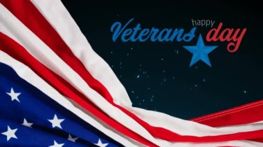 Gaziler Günü metninin animasyonu ve arka planda bayrak sallaması. Gaziler günü konsepti dijital olarak oluşturulmuş video.