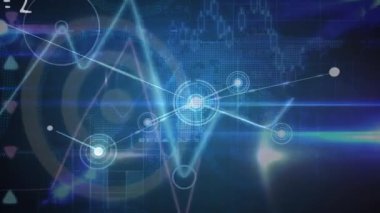 Karanlık arka planda bağlantı ağının ve veri işleme ağının animasyonu. küresel bağlantılar, veri işleme ve dijital arayüz konsepti dijital olarak oluşturulmuş video.