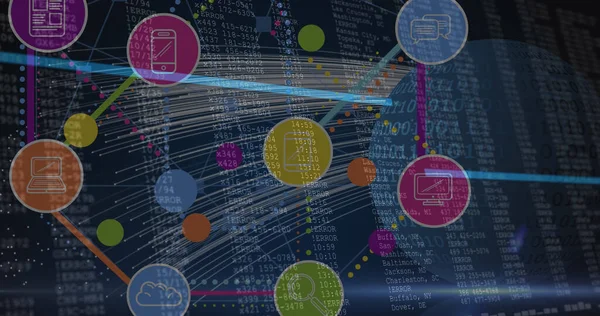 Image Network Connections Icons Globe Data Processing Global Connections Computing —  Fotos de Stock