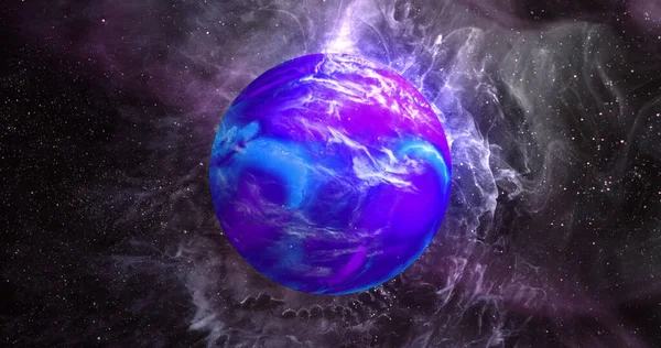 Bild Des Blauen Planeten Der Violetten Galaxie Astronomie Kosmos Universum — Stockfoto