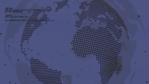 Animation Globe Data Processing Violet Background Global Interior Design Real — ストック動画