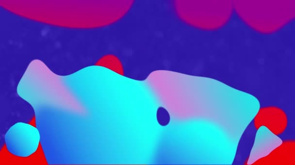Animation Blue Red Purple Globules Moving Blue Background Communication Technology — Stok video