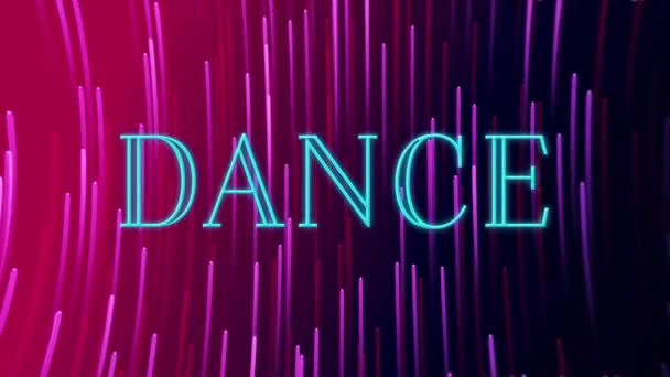 Animation Dance Text Purple Lights Dark Background Video Game Entertainment — Vídeos de Stock