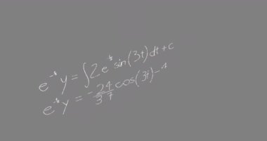 Animation of math graps and data over grey background. education, learning and science concept digitally generated video.
