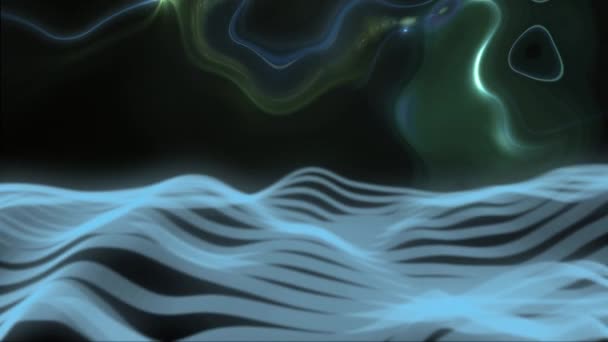 Animation Liquid Light Moving Undulating Grey Landscape Black Background Communication — 图库视频影像