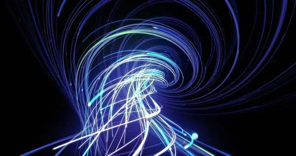 Image Light Trails Black Background Abstract Background Digital Interface Concept — Stock Photo, Image