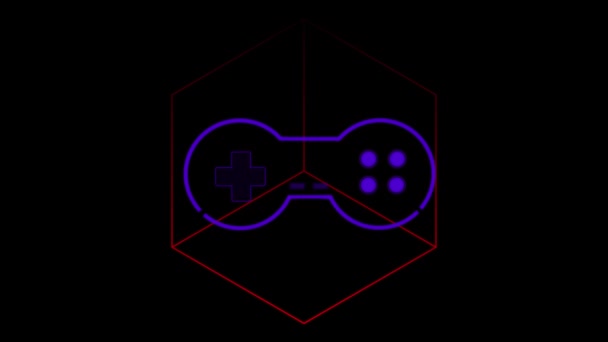 Animation Neon Game Pad Geometrical Shapes Dark Background Video Game — Video