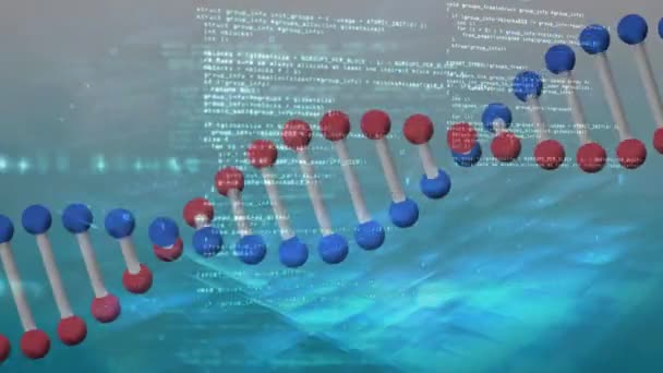 Animation Data Processing Dna Strand Spinning Global Science Computing Data — Stok Video