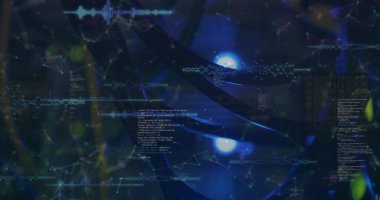 Sunucu odasındaki finansal veri işleme ve bağlantı ağının resmi. Küresel iş, finans ve dijital arayüz kavramı dijital olarak oluşturulmuş görüntü.