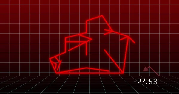 Image Bear Profile Geometrical Shape Financial Graph Dark Red Background — 图库照片