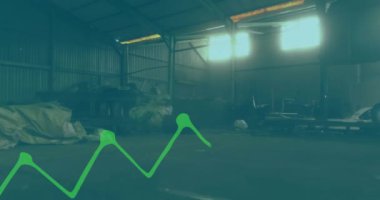 Çöp yığını üzerinde veri işleme animasyonu. Küresel iş ve dijital arayüz kavramı dijital olarak oluşturulmuş video.