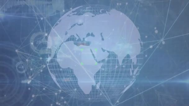Veri Işleme Üzerinden Bağlantı Ağı Küresinin Animasyonu Küresel Bağlantılar Veri — Stok video