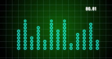 Finansal grafiğin yeşil arka plan üzerindeki resmi. Matematik, istatistik, finans, ekonomi ve teknoloji konsepti dijital olarak oluşturulmuş görüntü.