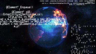 Dünya çapında bağlantı ve veri işleme ağının animasyonu. küresel bağlantılar, teknoloji ve dijital arayüz konsepti dijital olarak oluşturulmuş video.