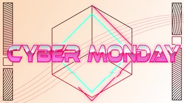 Animation Cyber Monday Geometrical Shapes White Background Video Game Entertainment — Αρχείο Βίντεο