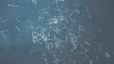 Gri arkaplandaki bağlantıların ve beynin animasyonu. Veri işleme, bağlantılar ve teknoloji konsepti dijital olarak oluşturulmuş video,