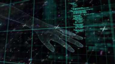 Animation of scope scanning and data processing over human head. Global science, research, digital interface and data processing concept digitally generated video.