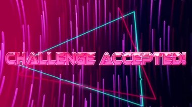 Meydan okumanın animasyonu koyu arkaplandaki geometrik şekiller üzerinden kabul edilen metnin animasyonu. Video oyunu, eğlence ve dijital arayüz kavramı dijital olarak oluşturuldu.