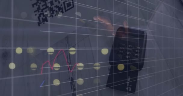 Animação Processamento Dados Financeiros Estatísticas Sobre Terminal Pagamentos Conceito Global — Vídeo de Stock