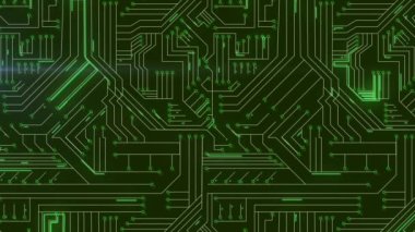 Animation of processor socket over dark background. Global science, connections, data processing and digital interface concept digitally generated video.