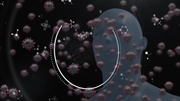 Dna Structure Covid Cells Molecular Structures Floating Human Face Model — Video Stock