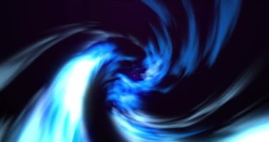 Siyah arka planda mor dumanın üzerindeki mavi ışık sarmalı animasyonu. İletişim teknolojisi, soyut dijital arayüz arka plan kavramı dijital olarak oluşturulmuş video.