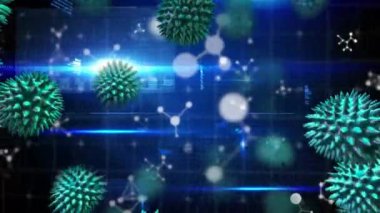 Animation of falling cells data processing on blue background. Global connections, data processing and technology concept digitally generated video.