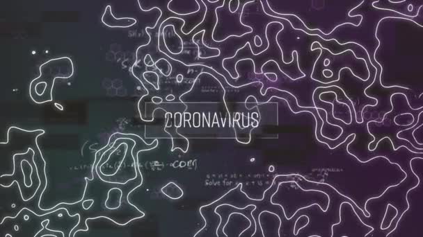 Animation Coronavirus Isohypses Data Processing Black Background Global Covid Pandemic — 비디오