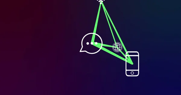 Image Smartphone Connections Tech Icons Navy Background Global Network Connections — Zdjęcie stockowe